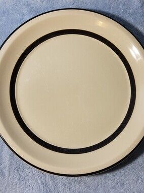 Chipped Vintage Sears Berry Band 11" Stoneware Dinner Plate 4007 Black Stripe